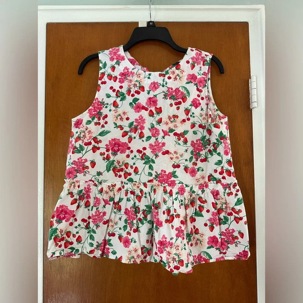 Ann Taylor Floral Sleeveless Blouse - Pink and Green - Picture 1 of 5